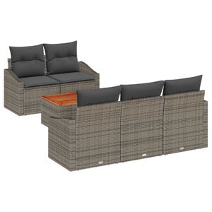 vidaXL Garden Sofa Set with Cushion 6 pcs Grey Poly Rattan
