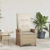vidaXL Reclining Garden Chair Beige and Cream 64 x 57.5 x 112 cm