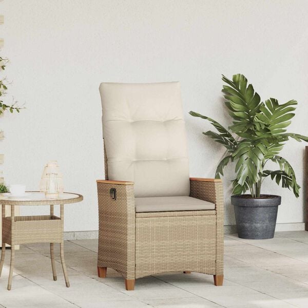 vidaXL Reclining Garden Chair Beige and Cream 64 x 57.5 x 112 cm