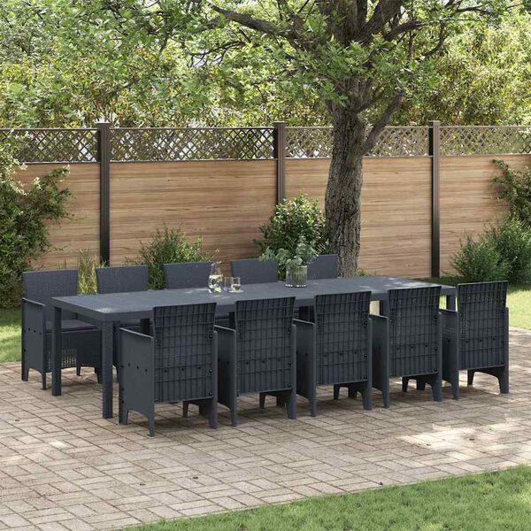 vidaXL Garden Dining Set with Cushions with Cushion 11 pcs Anthracite