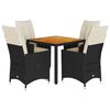 vidaXL 5 Piece Garden Dining Set with Cushions Black Poly Rattan