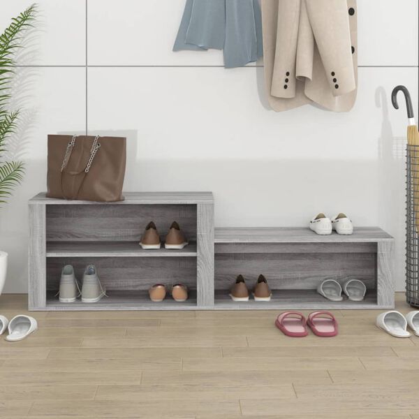vidaXL Shoe Cabinet Grey Sonoma 150x35x45 cm Engineered Wood