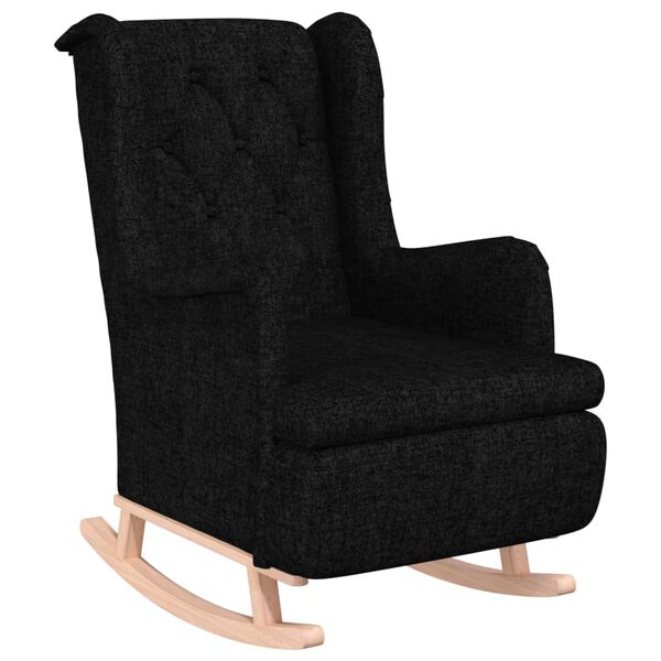 vidaXL Armchair with Rocking Legs and Stool Black Fabric