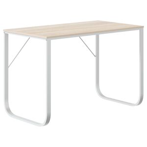 vidaXL Computer Desk White and Oak 110x60x73 cm Engineered Wood