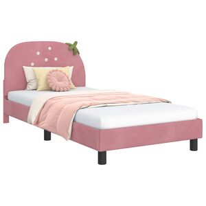vidaXL Children's Bed Frame with Headboard Pink 90 x 190 cm Velvet