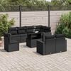 vidaXL 9 Piece Garden Sofa Set with Cushions Black Poly Rattan