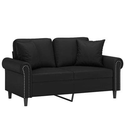 vidaXL 2-Seater Sofa with Throw Pillows Black 120 cm Faux Leather