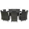 vidaXL 7 Piece Outdoor Dining Set with Cushions Poly Rattan Grey