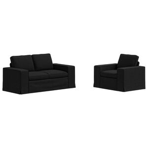 vidaXL Sofa Set 2 pcs Black Fabric