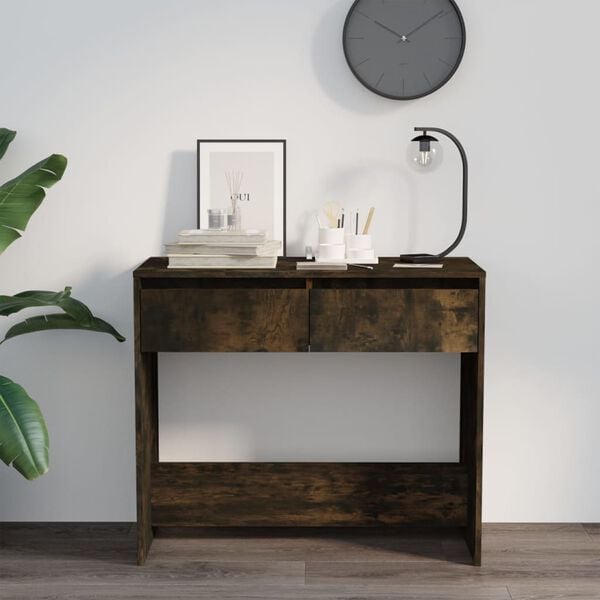 vidaXL Console Table Smoked Oak 89x41x76.5 cm Engineered Wood