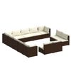 vidaXL 13 Piece Garden Lounge Set with Cushions Brown Poly Rattan