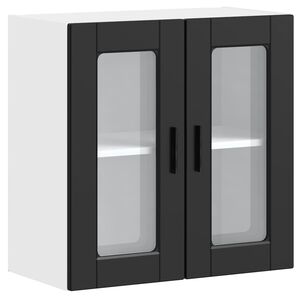 vidaXL Kitchen Wall Cabinet with Glass Door Porto Black
