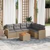 vidaXL 7 Piece Garden Sofa Set with Cushions Beige Poly Rattan