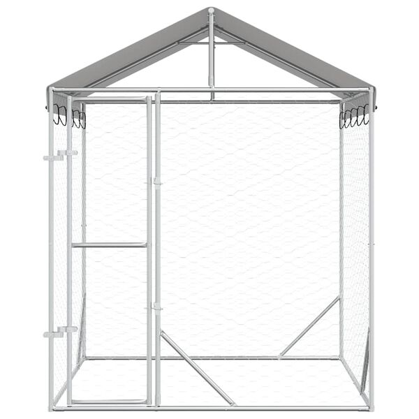 vidaXL Outdoor Dog Kennel with Roof Silver 2x2x2.5 m Galvanised Steel