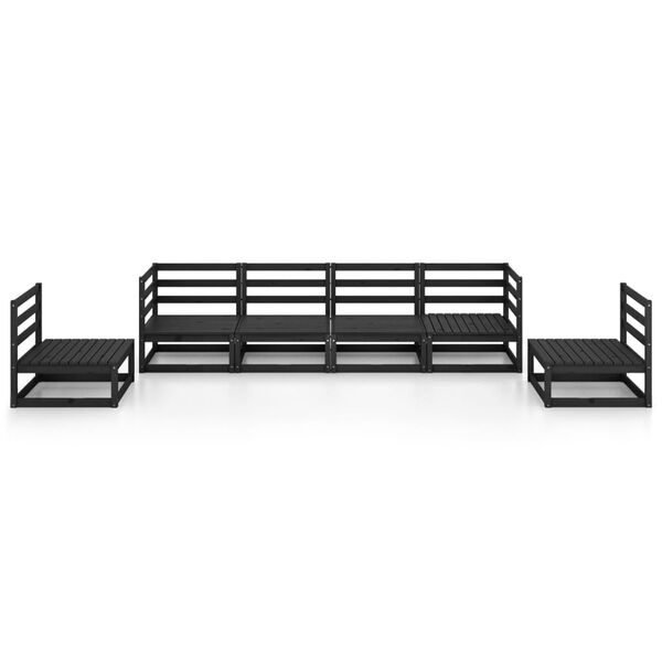 vidaXL 6 Piece Garden Lounge Set Black Solid Pinewood