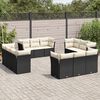 vidaXL 12 Piece Garden Sofa Set with Cushions Black Poly Rattan