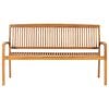 vidaXL Stacking Garden Bench with Cushion 159 cm Solid Teak Wood