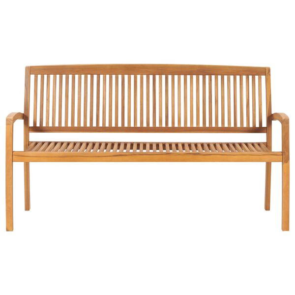 vidaXL Stacking Garden Bench with Cushion 159 cm Solid Teak Wood
