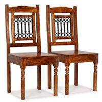 vidaXL Dining Chairs 2 pcs Solid Wood with Honey-coloured Finish Classic
