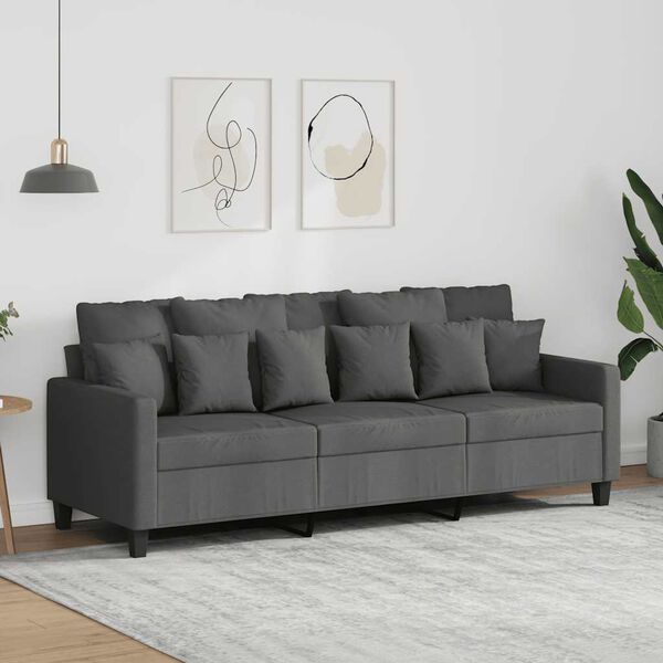 vidaXL 3-Seater Sofa Dark Grey 180 cm Fabric