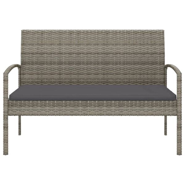 vidaXL Garden Bench with Cushion Grey 105 cm Poly Rattan