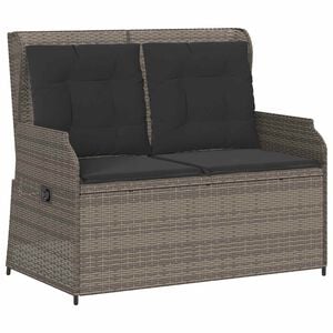 vidaXL Garden Bench with Cushion Grey Poly rattan
