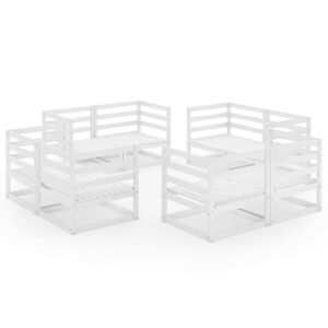 vidaXL 8 Piece Garden Lounge Set White Solid Wood Pine