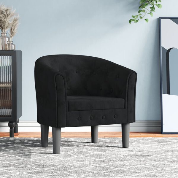 vidaXL Tub Chair Black Velvet