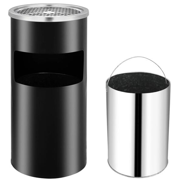 vidaXL Wall Ashtray Dustbin Steel 26 L Black