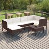vidaXL 7 Piece Garden Lounge Set with Cushions Poly Rattan Brown