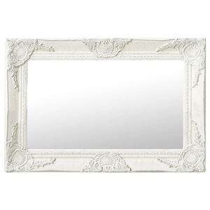 vidaXL Wall Mirror | White | Wood, Glass, Engineered Wood | 60x40 cm