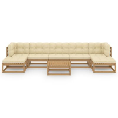 vidaXL 8 Piece Garden Lounge Set&Cushions Honey Brown Solid Pinewood