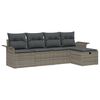 vidaXL Garden Sofa Set with Cushion 5 pcs Grey Poly rattan