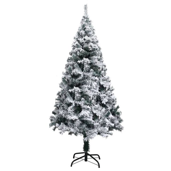 vidaXL Artificial Pre-lit Christmas Tree with Flocked Snow Green 240 cm