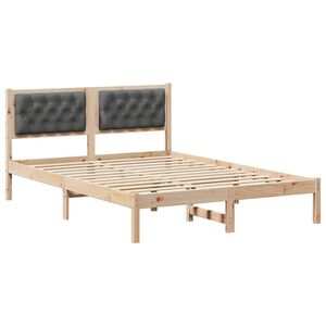 vidaXL Bed Frame with Headboard Dark Grey 150 x 200 cm Solid Pine Wood