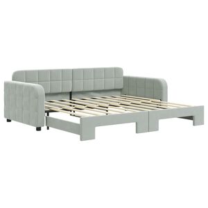 vidaXL Daybed with Trundle without Mattress Light Grey 90x190 cm