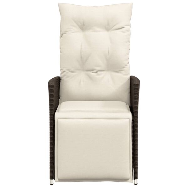 vidaXL Reclining Garden Chairs 2 pcs with Cushions Brown Poly Rattan