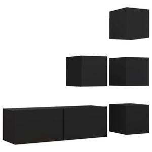 vidaXL 5 Piece TV Cabinet Set Black Engineered Wood
