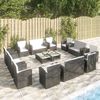 vidaXL 16 Piece Garden Lounge Set with Cushions Poly Rattan Black