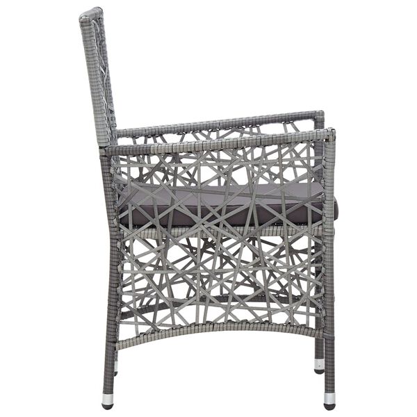 vidaXL Outdoor Chairs 2 pcs with Cushions Poly Rattan Grey