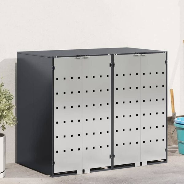 vidaXL Wheelie Bin Storage for 2 Bins Anthracite 136 x 77.5 x 115.5 cm