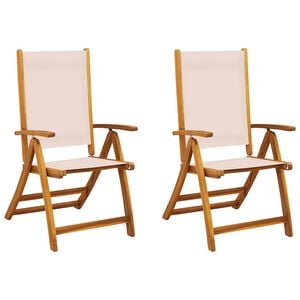 vidaXL Folding Chairs 2 pcs Solid Wood Acacia and Textilene