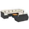 vidaXL 10 Piece Garden Sofa Set with Cushions Black Poly Rattan