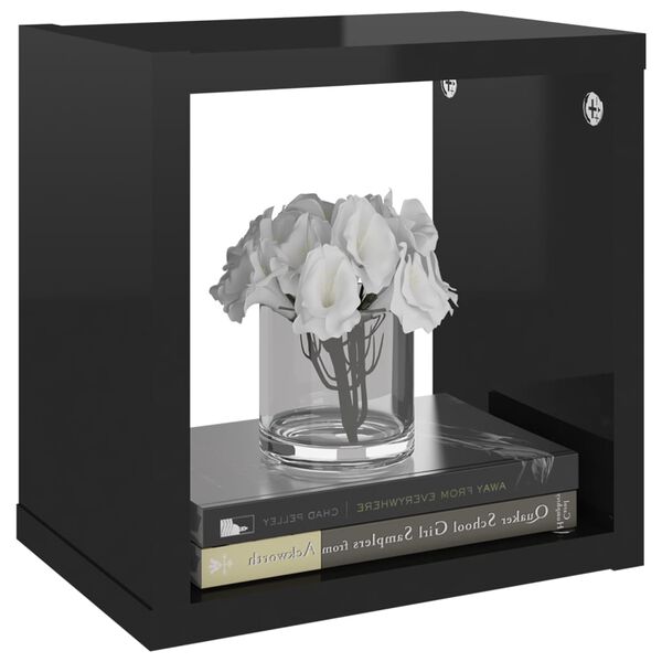 vidaXL Wall Cube Shelves 6 pcs High Gloss Black 22x15x22 cm