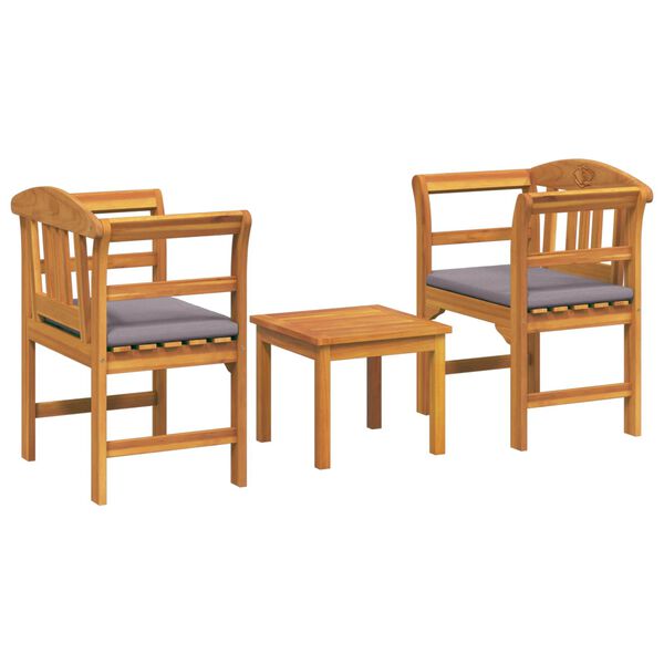 vidaXL Garden Rose Lounge Set with Cushion 3 pcs Solid Acacia Wood