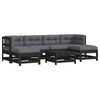 vidaXL 7 Piece Garden Lounge Set with Cushions Black Solid Wood