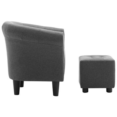 vidaXL 2 Piece Armchair and Stool Set Dark Grey Fabric