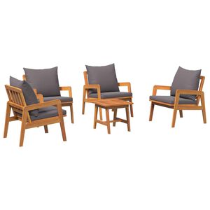 vidaXL Bistro Set with Cushion 5 pcs Brown Solid Acacia Wood