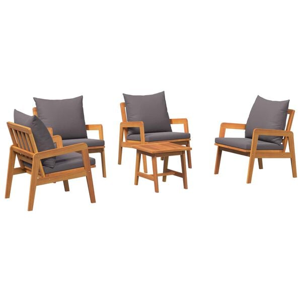 vidaXL Bistro Set with Cushion 5 pcs Brown Solid Acacia Wood