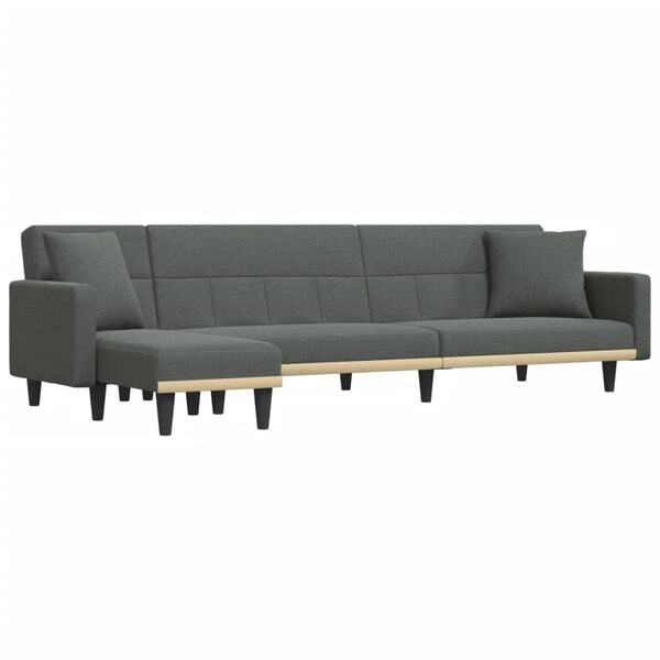 vidaXL L-shaped Sofa Bed Dark Grey 275x140x70 cm Fabric